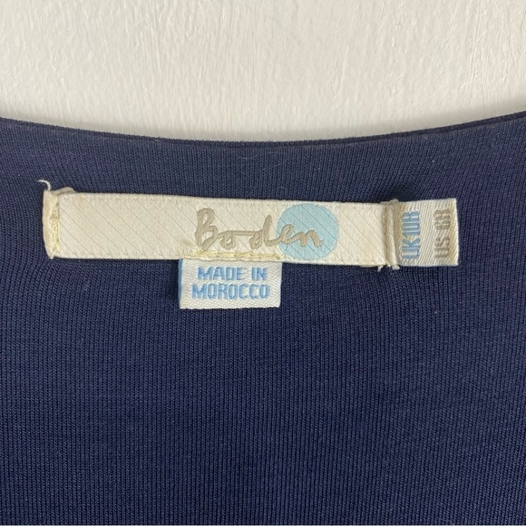 Boden Ruched Fitted Soft Stretchy Jersey Knit Short Sleeve Midi Dress Navy 6 - Picture 3 of 5